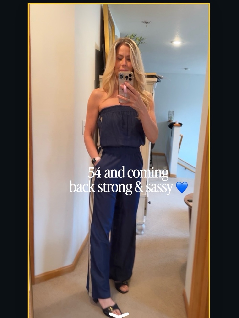 bishop + young Navy Strapless Wide‑Leg Jumpsuit
